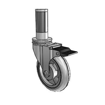 Regent Expanding Adapter Polished Nickel Swivel Caster with 4 x .9375 Grey MonoTech Wheel Top Lock