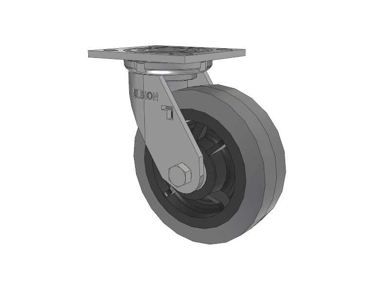 16 Series Top Plate Swivel Caster with 6 x 2 Grey Tread on Grey Core XS - Performa X-tra Soft Rubber (Flat) - Prevenz Antimicrobial Wheel