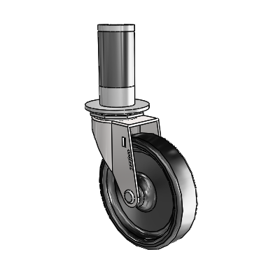 Regent Expanding Adapter Bright Chrome Swivel Caster with 4 x .9375 Black Polyolefin Wheel