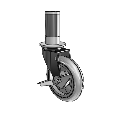Regent Expanding Adapter Black Oxide Swivel Caster with 4 x .9375 Grey MonoTech Wheel Side