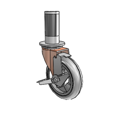 Regent Expanding Adapter Copper Oxide Swivel Caster with 4 x .9375 Grey MonoTech Wheel Tread Lock (BRK1)