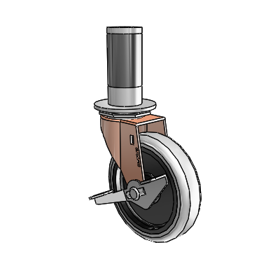 Regent Expanding Adapter Copper Oxide Swivel Caster with 4 x .9375 Grey Thermoplastic Urethane Wheel Side