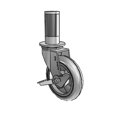 Regent Expanding Adapter Polished Nickel Swivel Caster with 4 x .9375 Grey MonoTech Wheel Side