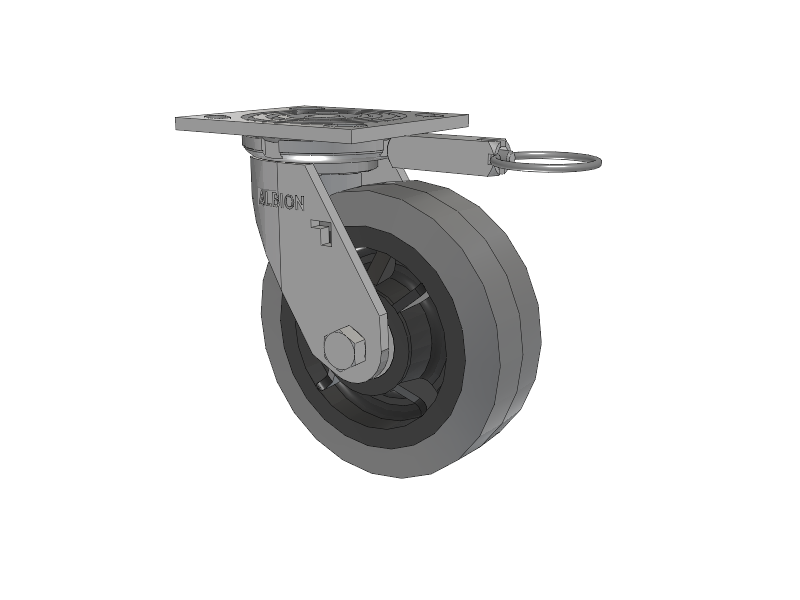 16 Series Top Plate Swivel Caster with 6 x 2 Grey Tread on Grey Core XS - Performa X-tra Soft Rubber (Flat) - Prevenz Antimicrobial Wheel