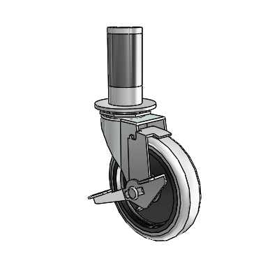 Regent Expanding Adapter Zinc Swivel Caster with 4 x .9375 Grey Thermoplastic Urethane Wheel Tread Lock (BRK1)