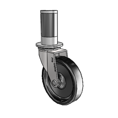 Regent Expanding Adapter Bright Chrome Swivel Caster with 4 x .9375 Black Polyolefin Wheel
