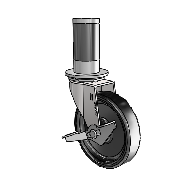 Regent Expanding Adapter Bright Chrome Swivel Caster with 4 x .9375 Black Polyolefin Wheel Side