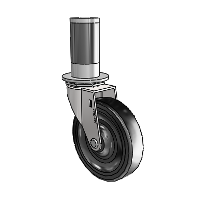 Regent Expanding Adapter Bright Chrome Swivel Caster with 4 x .9375 Black Soft Rubber Wheel