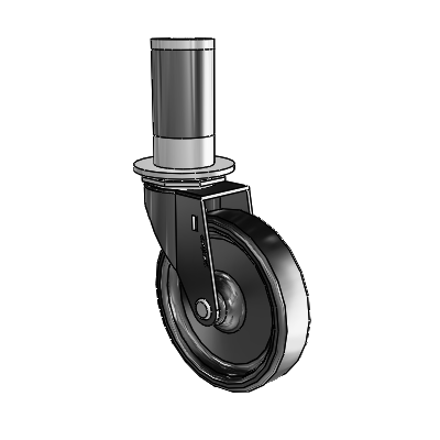 Regent Expanding Adapter Black Oxide Swivel Caster with 4 x .9375 Polyolefin Wheel