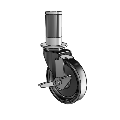 Regent Expanding Adapter Black Oxide Swivel Caster with 4 x .9375 Polyolefin Wheel Tread Lock (BRK1)