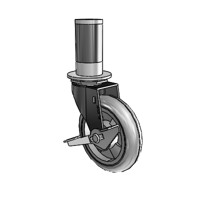 Regent Expanding Adapter Black Oxide Swivel Caster with 4 x .9375 Grey MonoTech Wheel Side