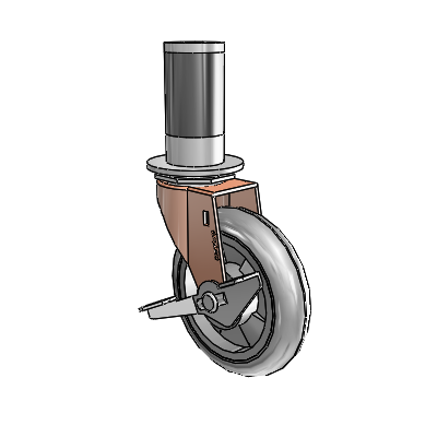 Regent Expanding Adapter Copper Oxide Swivel Caster with 4 x .9375 Grey MonoTech Wheel Side