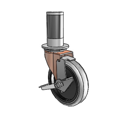 Regent Expanding Adapter Copper Oxide Swivel Caster with 4 x .9375 Grey Thermoplastic Rubber Wheel Tread Lock (BRK1)