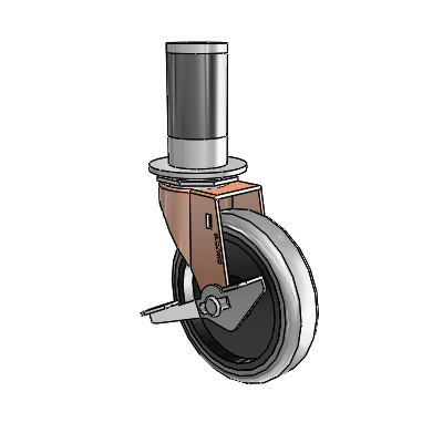 Regent Expanding Adapter Copper Oxide Swivel Caster with 4 x .9375 Grey Thermoplastic Rubber Wheel Side