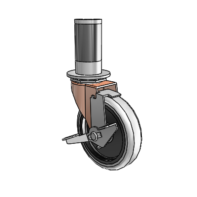 Regent Expanding Adapter Copper Oxide Swivel Caster with 4 x .9375 Grey Thermoplastic Urethane Wheel Tread Lock (BRK1)