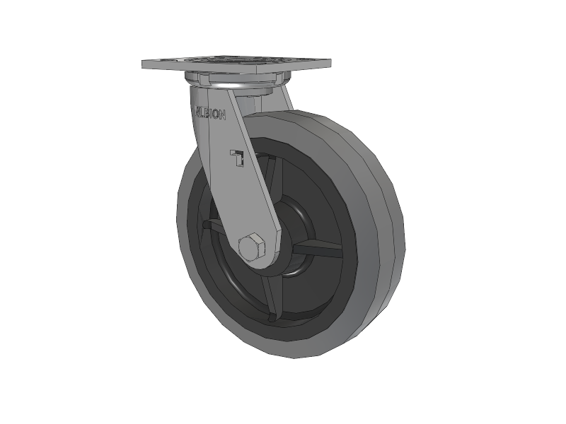 16 Series Top Plate Swivel Caster with 8 x 2 Grey Tread on Grey Core XS - Performa X-tra Soft Rubber (Flat) - Prevenz Antimicrobial Wheel