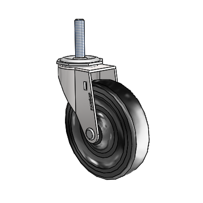 Regent Threaded Stem Bright Chrome Swivel Caster with 4 x .9375 Black Hard Rubber Wheel