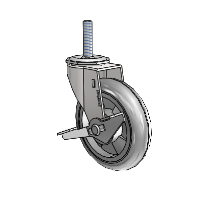 Regent Threaded Stem Bright Chrome Swivel Caster with 4 x .9375 Grey MonoTech Wheel and Side Brake