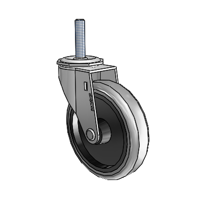 Regent Threaded Stem Polished Nickel Swivel Caster with 4 x .9375 Grey Thermoplastic Rubber Wheel