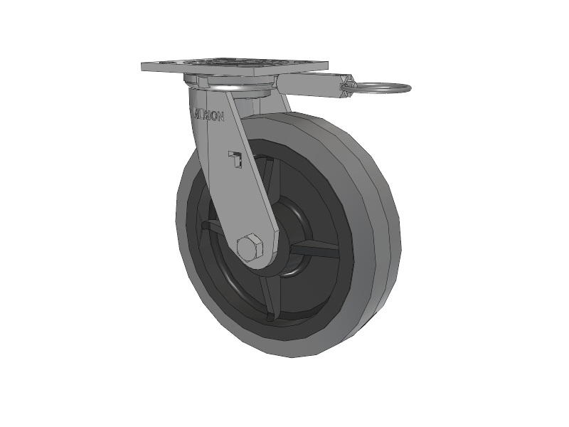 16 Series Top Plate Swivel Caster with 8 x 2 Grey Tread on Grey Core XS - Performa X-tra Soft Rubber (Flat) - Prevenz Antimicrobial Wheel