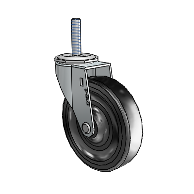 Regent Threaded Stem Zinc Swivel Caster with 4 x .9375 Black Hard Rubber Wheel