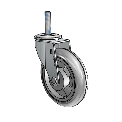 Regent Threaded Stem Zinc Swivel Caster with 4 x .9375 Grey MonoTech Wheel