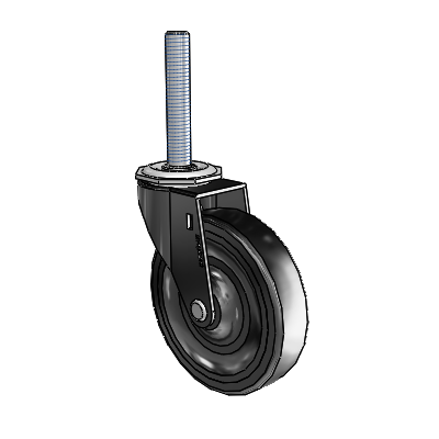 Regent Threaded Stem Black Oxide Swivel Caster with 4 x .9375 Black Hard Rubber Wheel