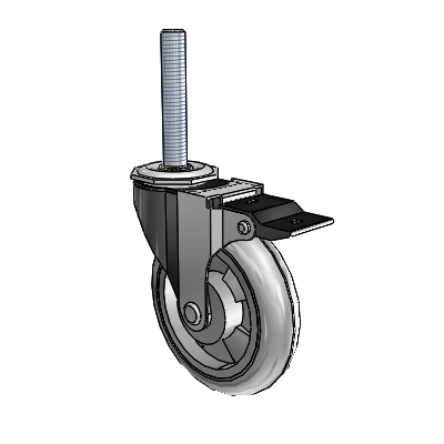 Regent Threaded Stem Black Oxide Swivel Caster with 4 x .9375 Grey MonoTech Wheel and Top Lock Brake