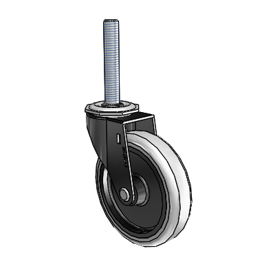 Regent Threaded Stem Black Oxide Swivel Caster with 4 x .9375 Grey Thermoplastic Urethane Wheel