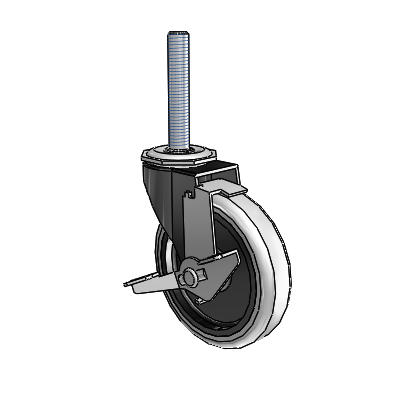 Regent Threaded Stem Black Oxide Swivel Caster with 4 x .9375 Grey Thermoplastic Urethane Wheel and Tread Lock Brake