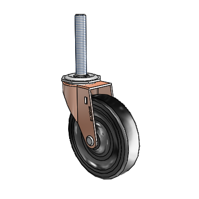 Regent Threaded Stem Copper Oxide Swivel Caster with 4 x .9375 Black Soft Rubber Wheel