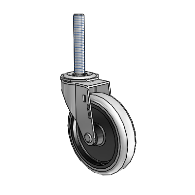 Regent Threaded Stem Polished Nickel Swivel Caster with 4 x .9375 Grey Thermoplastic Urethane Wheel