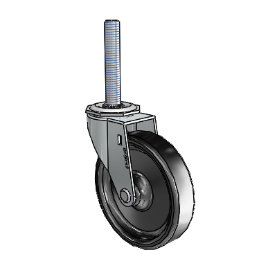 Regent Threaded Stem Zinc Swivel Caster with 4 x .9375 Black Polyolefin Wheel