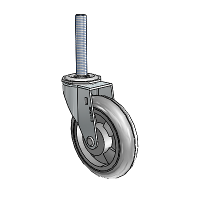 Regent Threaded Stem Zinc Swivel Caster with 4 x .9375 Grey MonoTech Wheel
