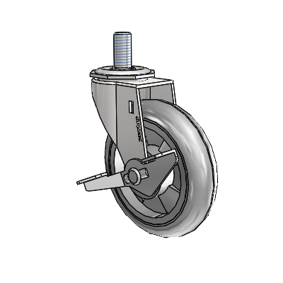 Regent Threaded Stem Bright Chrome Swivel Caster with 4 x .9375 Grey MonoTech Wheel and Side Brake