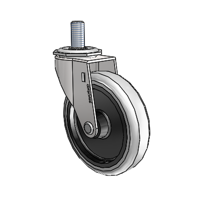 Regent Threaded Stem Bright Chrome Swivel Caster with 4 x .9375 Grey Thermoplastic Urethane Wheel