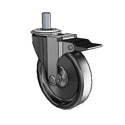 Regent Threaded Stem Black Oxide Swivel Caster with 4 x .9375 Black Polyolefin Wheel and Top Lock Brake