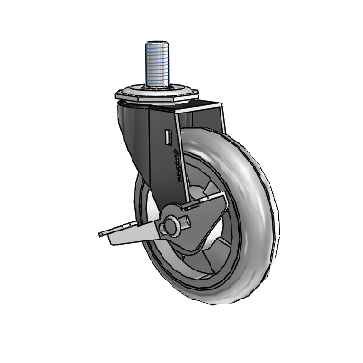 Regent Threaded Stem Black Oxide Swivel Caster with 4 x .9375 Grey MonoTech Wheel and Side Brake