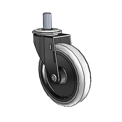 Regent Threaded Stem Black Oxide Swivel Caster with 4 x .9375 Grey Thermoplastic Urethane Wheel