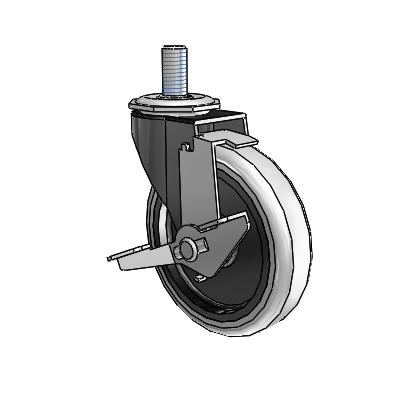 Regent Threaded Stem Black Oxide Swivel Caster with 4 x .9375 Grey Thermoplastic Urethane Wheel and Tread Lock Brake