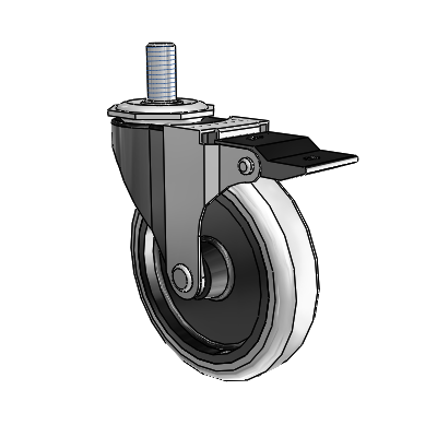 Regent Threaded Stem Black Oxide Swivel Caster with 4 x .9375 Grey Thermoplastic Urethane Wheel and Top Lock Brake