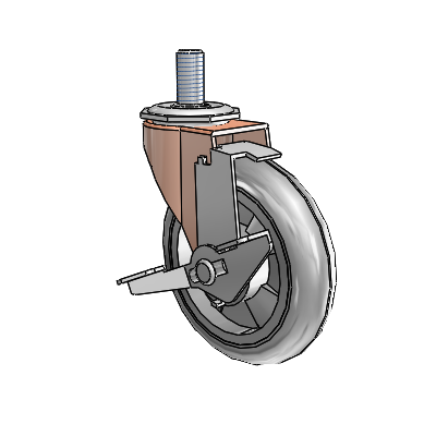 Regent Threaded Stem Copper Oxide Swivel Caster with 4 x .9375 Grey MonoTech Wheel and Tread Lock Brake