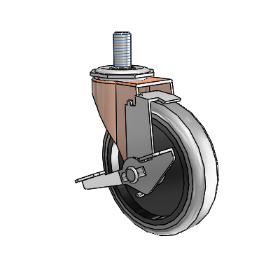 Regent Threaded Stem Copper Oxide Swivel Caster with 4 x .9375 Grey Thermoplastic Rubber Wheel and Tread Lock Brake