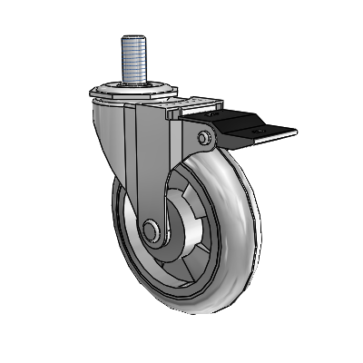 Regent Threaded Stem Polished Nickel Swivel Caster with 4 x .9375 Grey MonoTech Wheel and Top Lock Brake