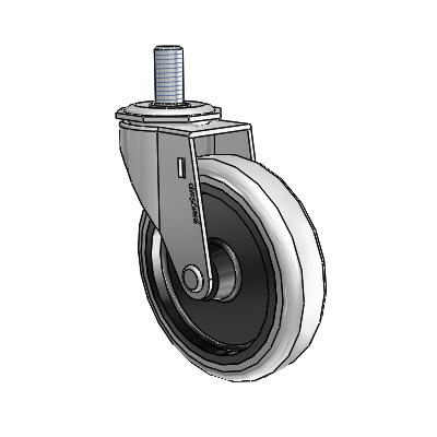 Regent Threaded Stem Polished Nickel Swivel Caster with 4 x .9375 Grey Thermoplastic Urethane Wheel