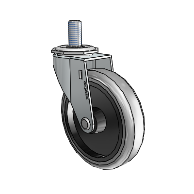 Regent Threaded Stem Zinc Swivel Caster with 4 x .9375 Grey Thermoplastic Rubber Wheel