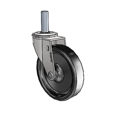 Regent Threaded Stem Bright Chrome Swivel Caster with 4 x .9375 Black Polyolefin Wheel