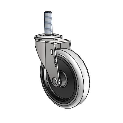 Regent Threaded Stem Bright Chrome Swivel Caster with 4 x .9375 Grey Thermoplastic Urethane Wheel