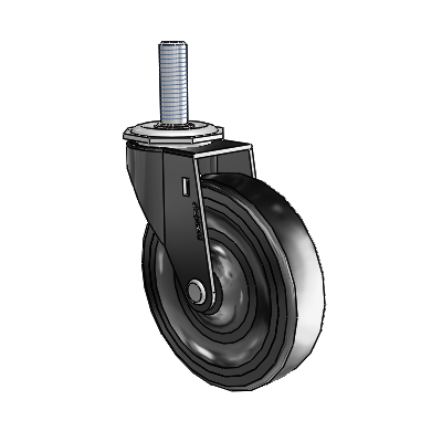 Regent Threaded Stem Black Oxide Swivel Caster with 4 x .9375 Black Hard Rubber Wheel