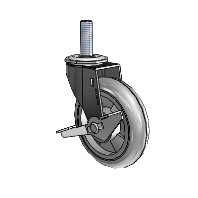 Regent Threaded Stem Black Oxide Swivel Caster with 4 x .9375 Grey MonoTech Wheel and Side Brake